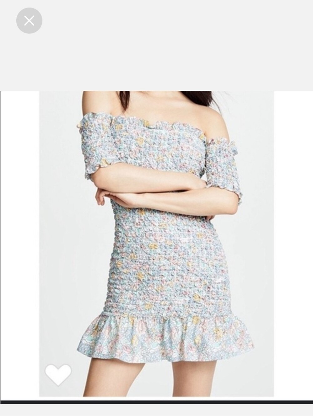 Petersyn Pastel Floral Smocked Off-Shoulder Mini Dress
